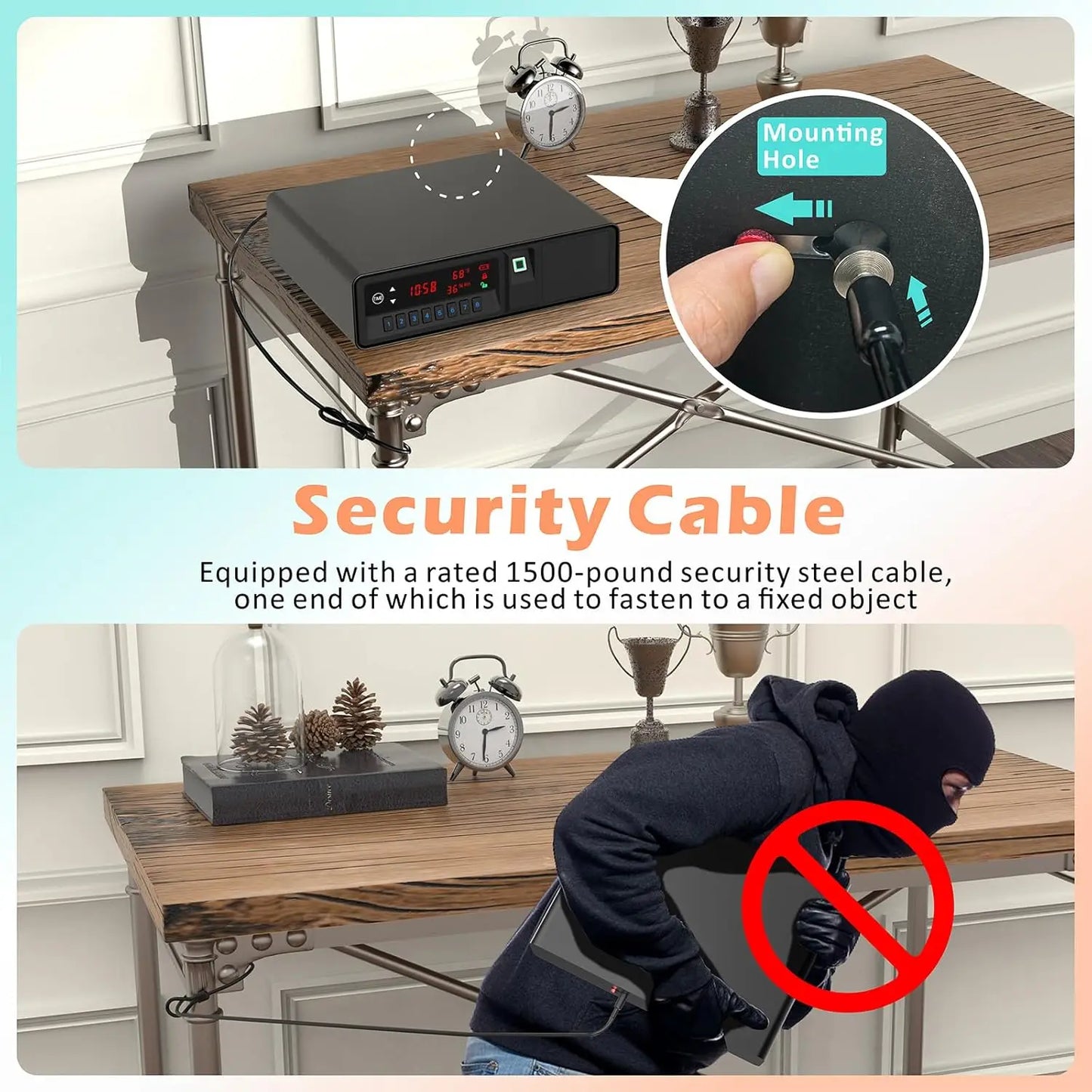 Slide Away Pistol Safe Drawer With LCD Temp Humidity Time