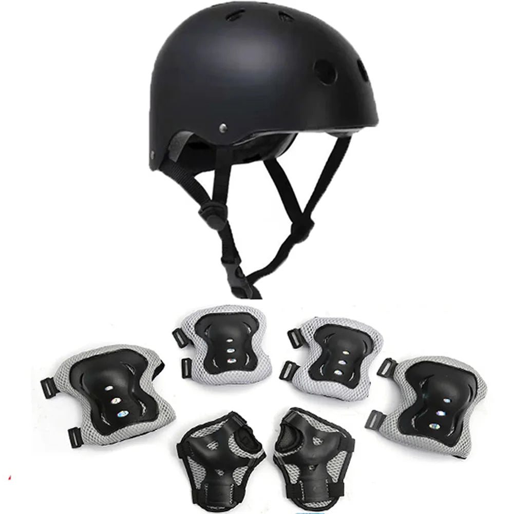 Hign-concerned Kids Safety Helmet Knee Elbow Pad Set Cycling