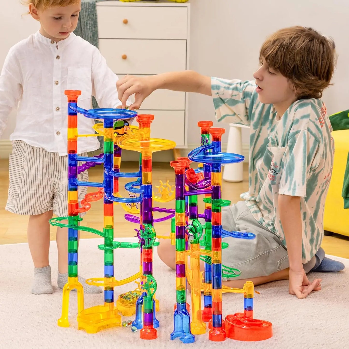 Joyfy 207 Piece Glowing Marble Run Set For Kids Toy