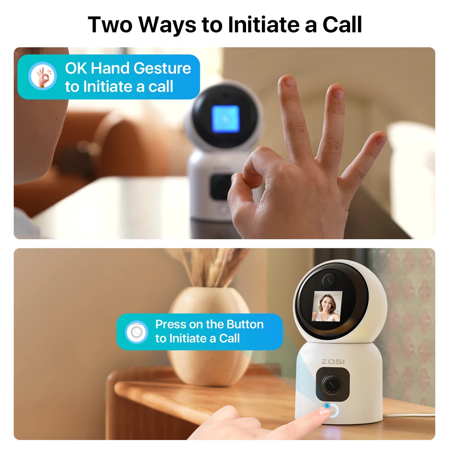 ZOSI 360 Smart Home Security Camera PTZ Auto Tracking AI