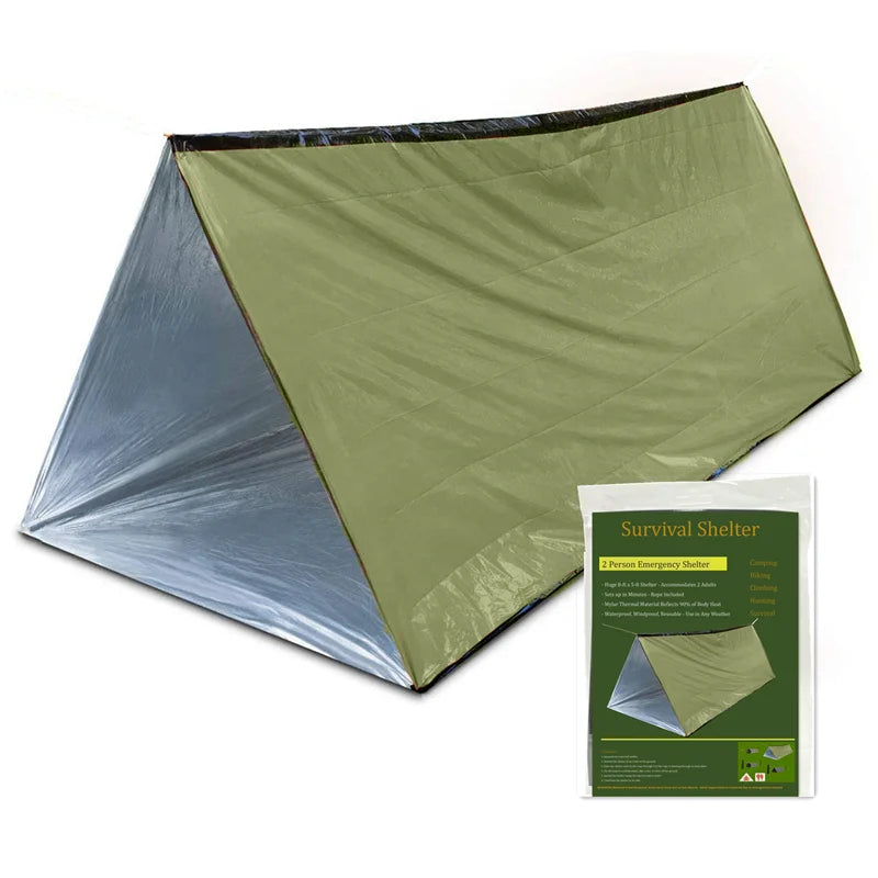 Two Person Outdoor Camping Tent Waterproof Lifesaving Emergency Shelter Kit - Safety First Gear 25