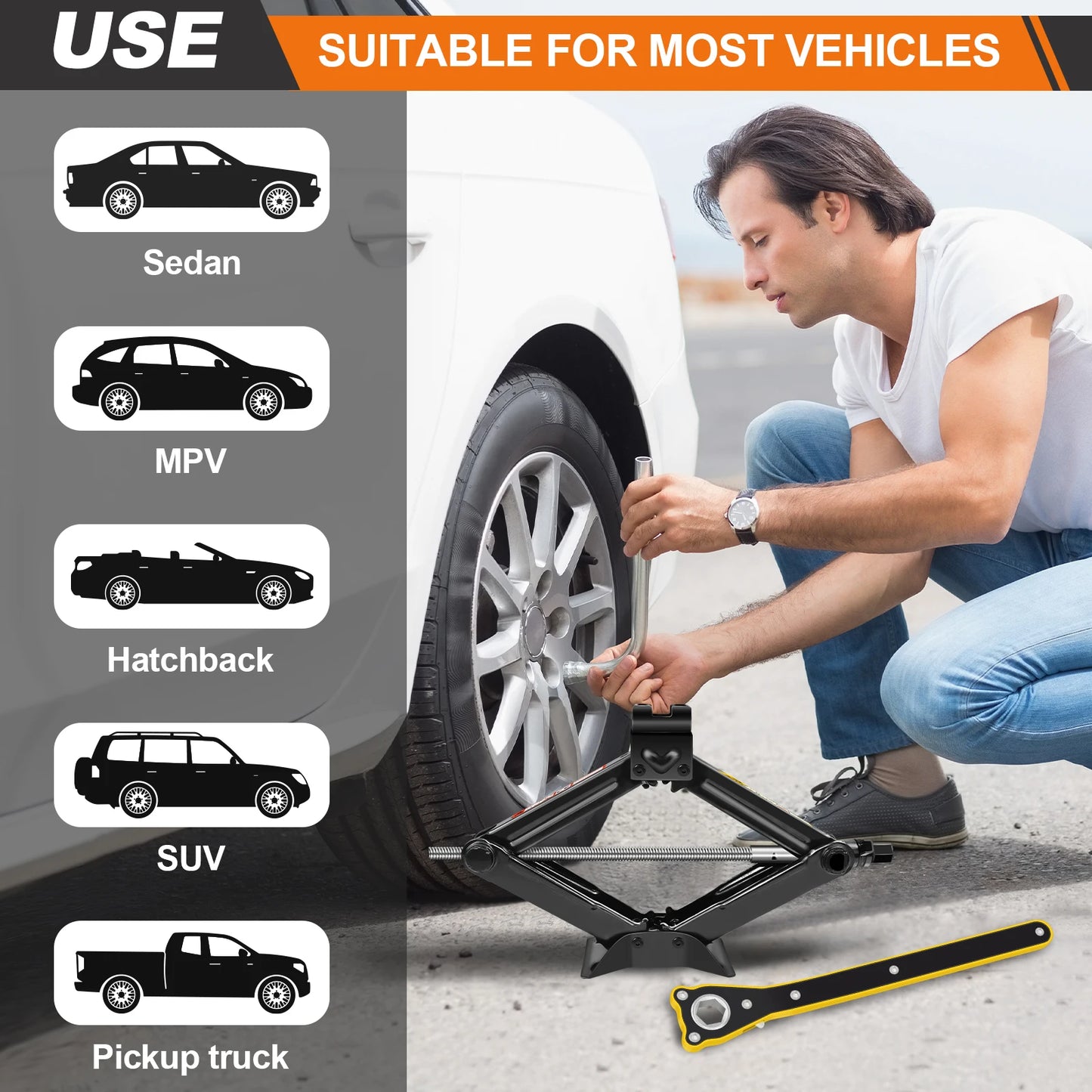 DayPlus 2 Ton Car Scissor Jack Emergency Lift Stand