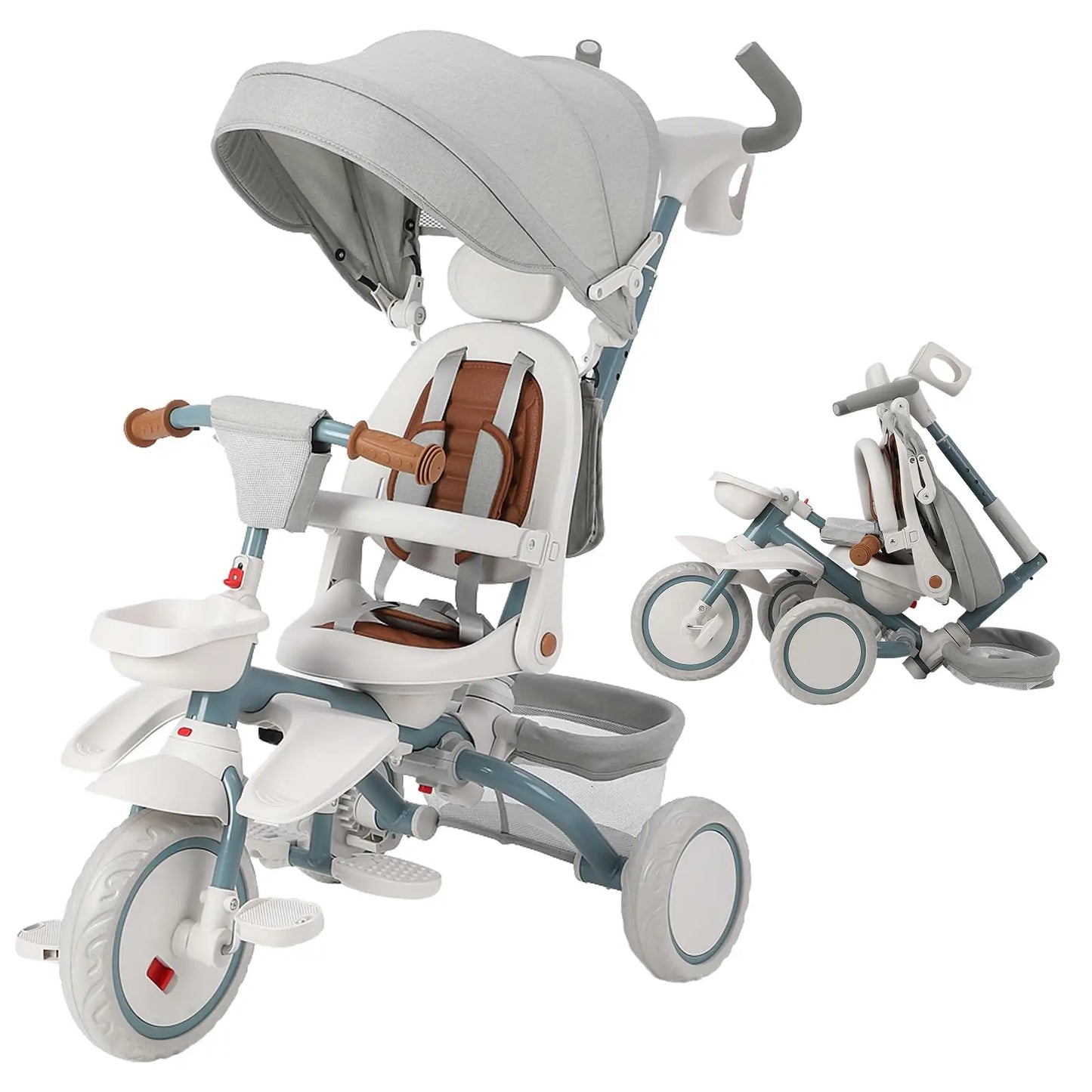 HiMISSCN Foldable 7 in 1 Toddler Tricycle With Safety Harness