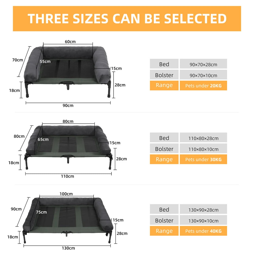 BORWARTCN Raised Outdoor Dog Bed With Cooling Mat For Pets