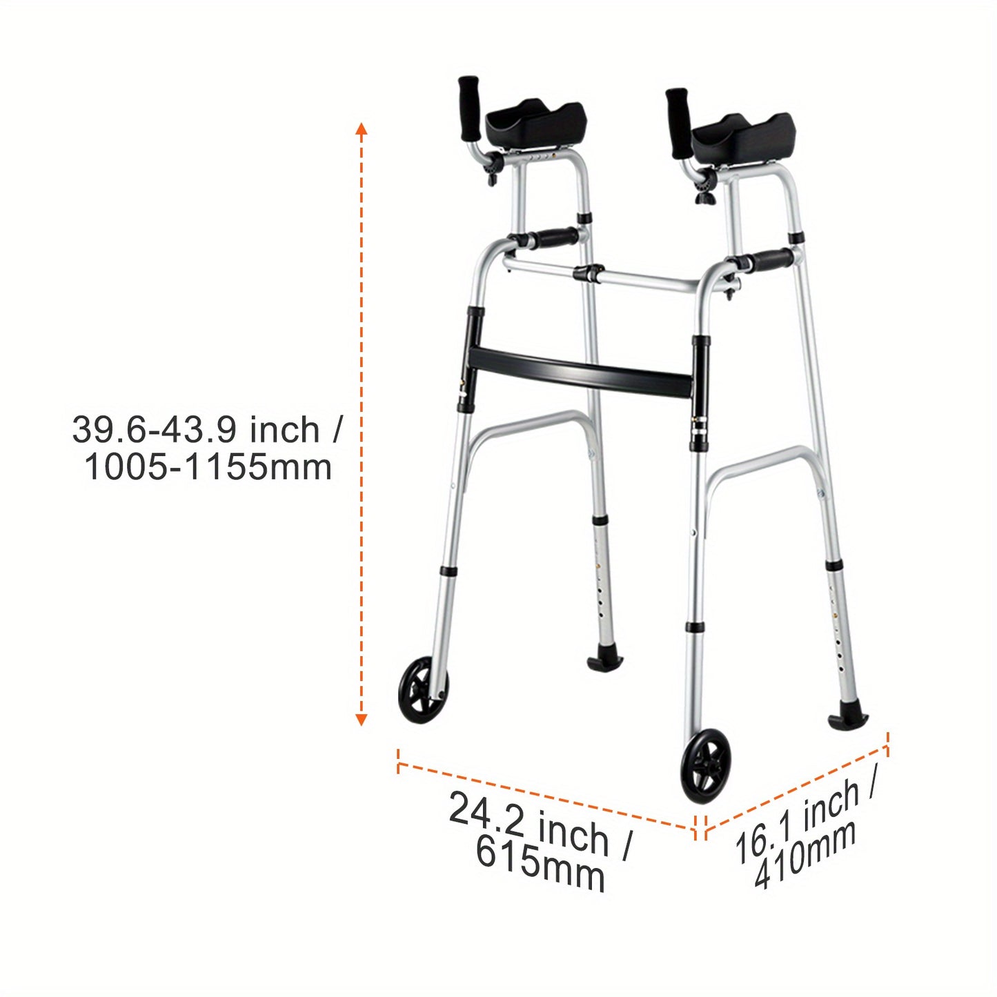 Happybuy 2 in 1 Folding Walker Armrests Height Adjustable - Safety First Gear 25