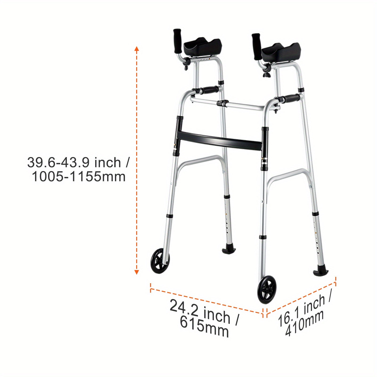 Happybuy 2 in 1 Folding Walker Armrests Height Adjustable - Safety First Gear 25