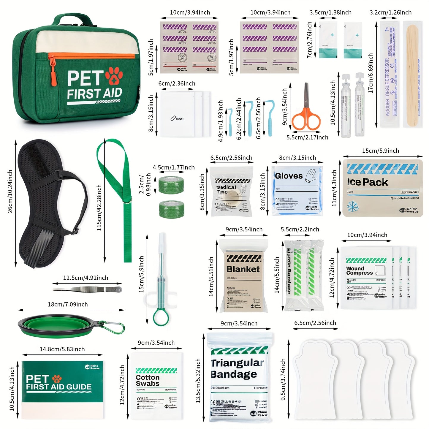 Rhino Rescue Pet First Aid Kit Emergency Supplies For Pets