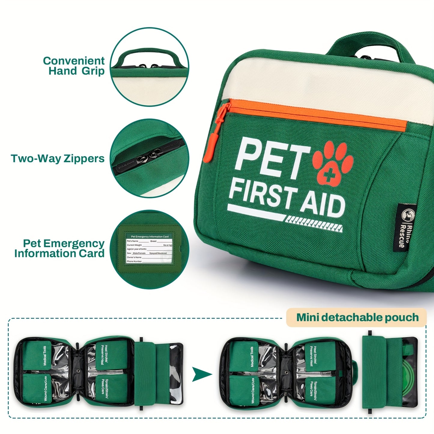 Rhino Rescue Pet First Aid Kit Emergency Supplies For Pets