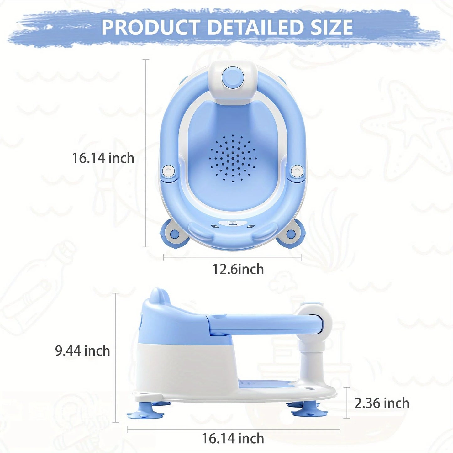 Hign-concerned Baby Bath Seat With Non Slip Suction For Bathing