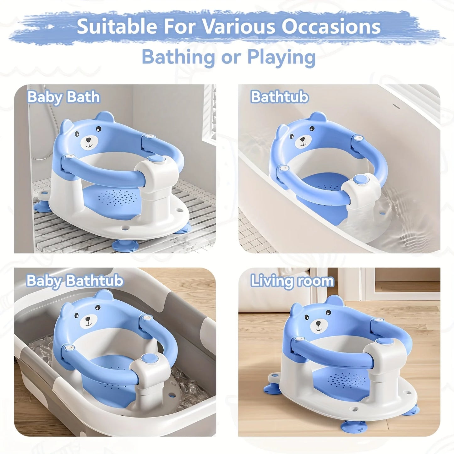 Hign-concerned Baby Bath Seat With Non Slip Suction For Bathing