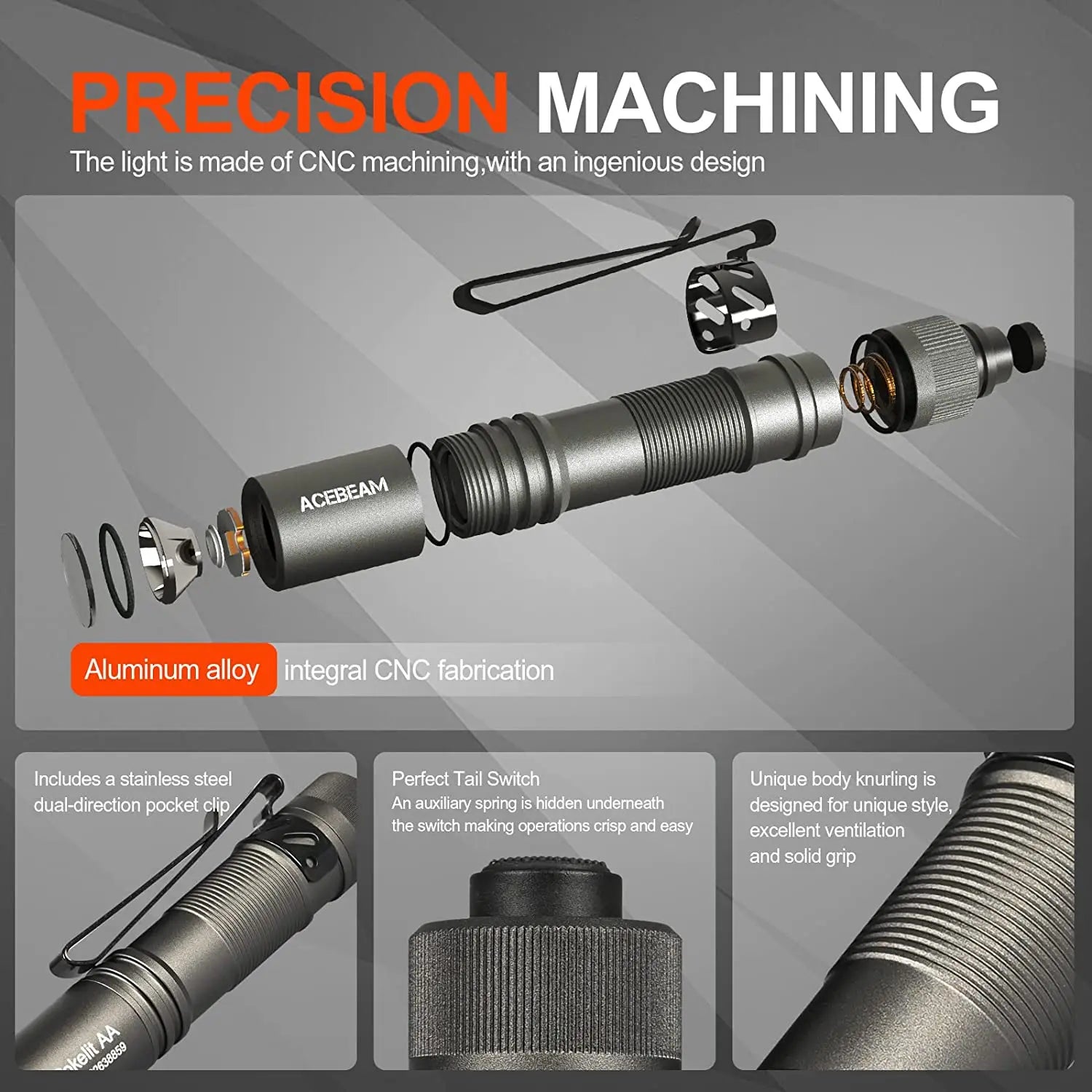 Acebeam Pokelit AA EDC Flashlight 1000 USB Rechargeable - Safety First Gear 25