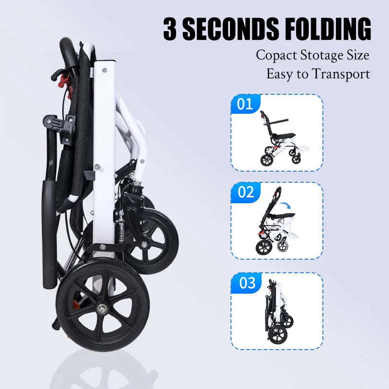 CvitalelPersd Lightweight Folding Wheelchair For Travel And Seniors