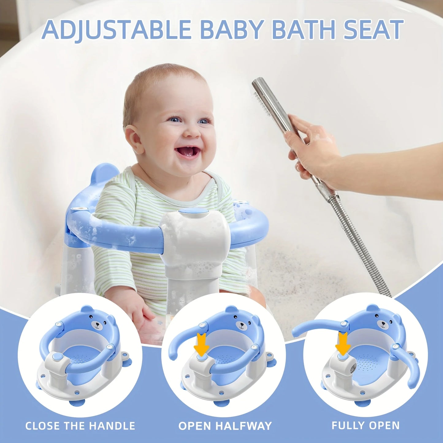 Hign-concerned Baby Bath Seat With Non Slip Suction For Bathing
