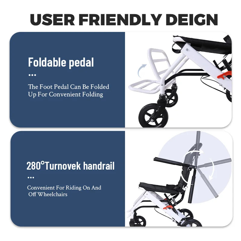 CvitalelPersd Lightweight Folding Wheelchair For Travel And Seniors