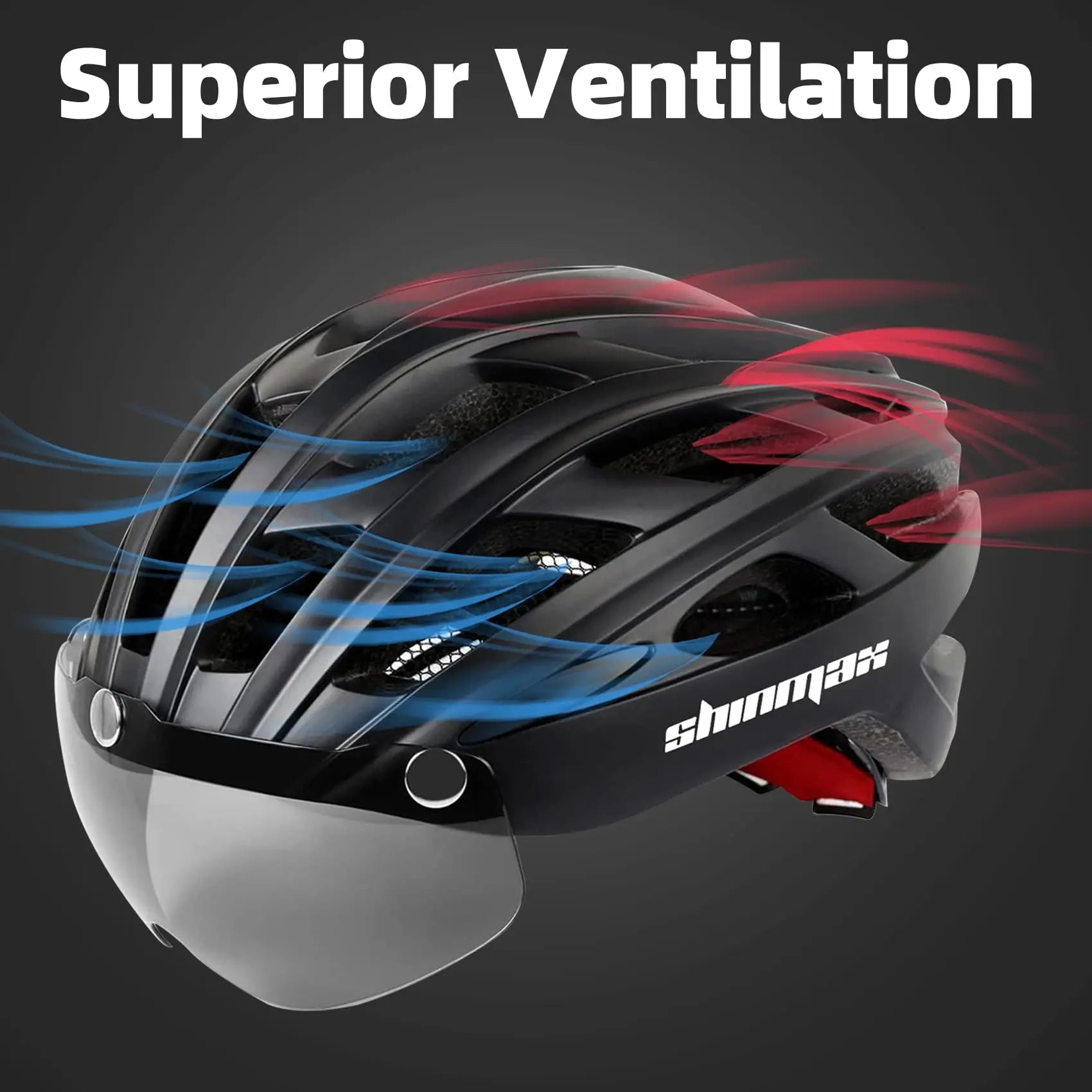 SHINMAX Unisex Bicycle Helmet With Glasses And Light - Safety First Gear 25
