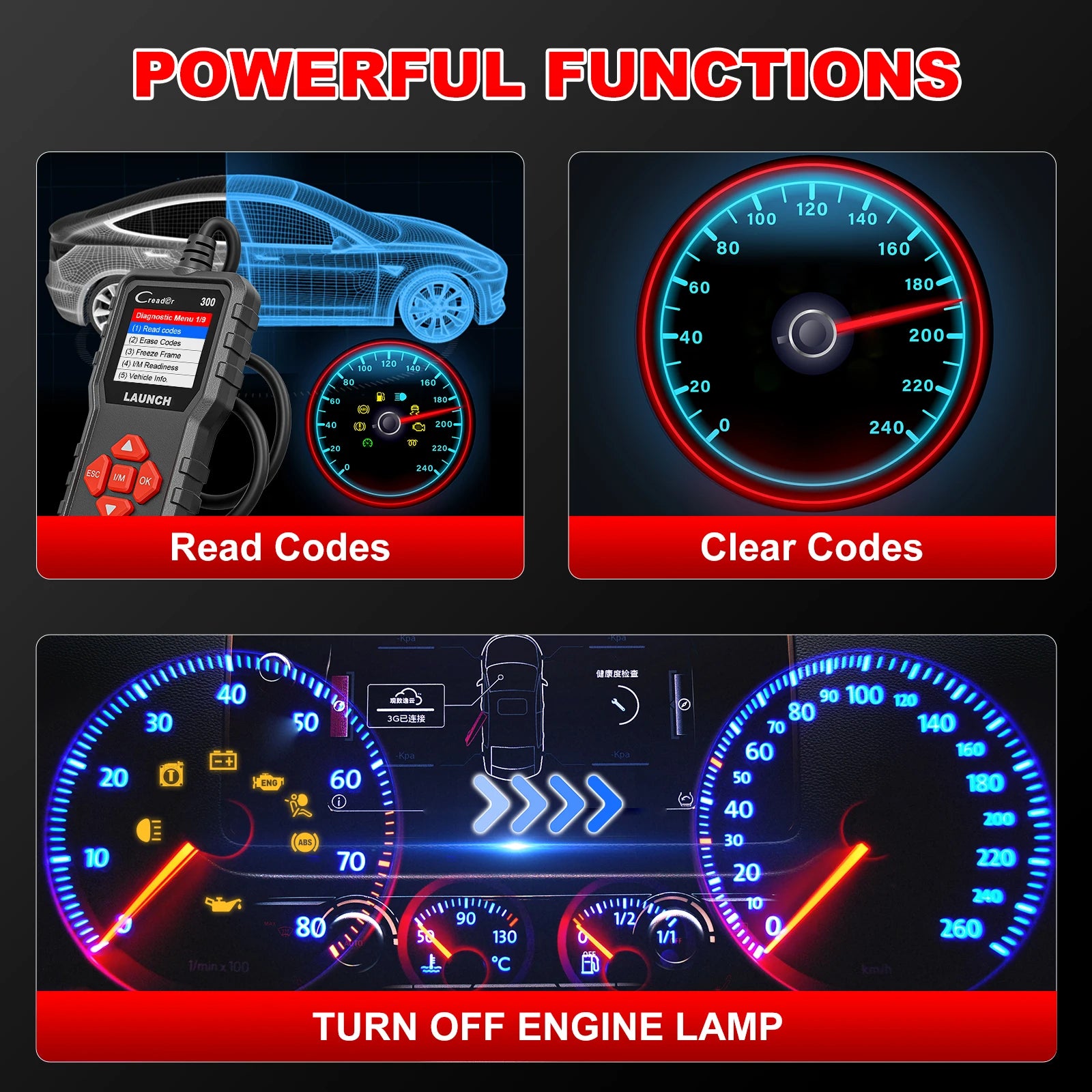 Launch X431 CR300 OBD2 Scanner Auto Code Reader Diagnostic Tool - Safety First Gear 25