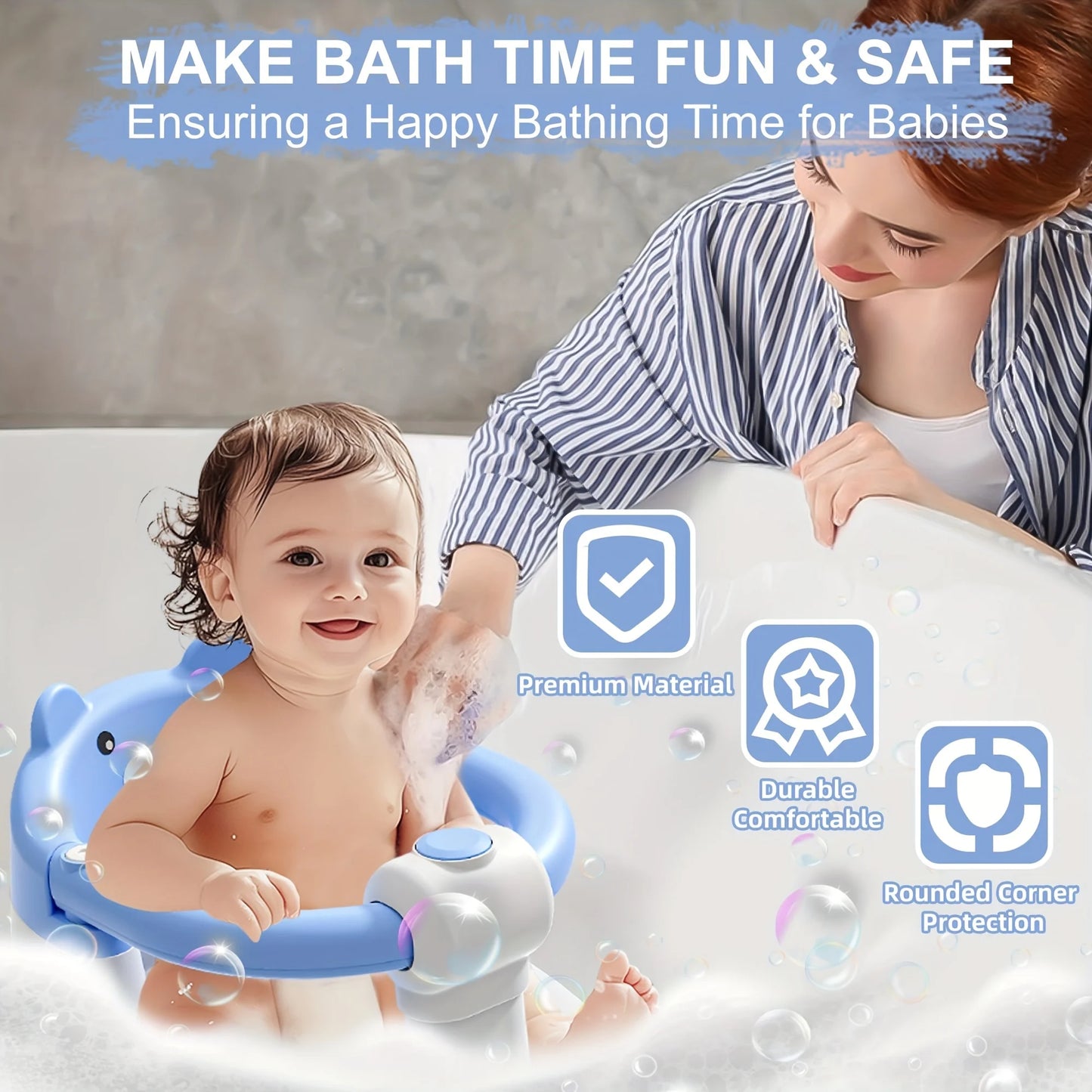 Hign-concerned Baby Bath Seat With Non Slip Suction For Bathing