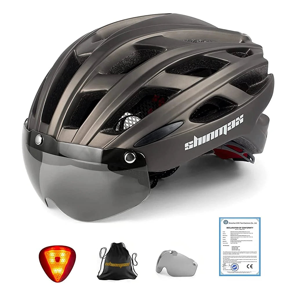SHINMAX Unisex Bicycle Helmet With Glasses And Light - Safety First Gear 25