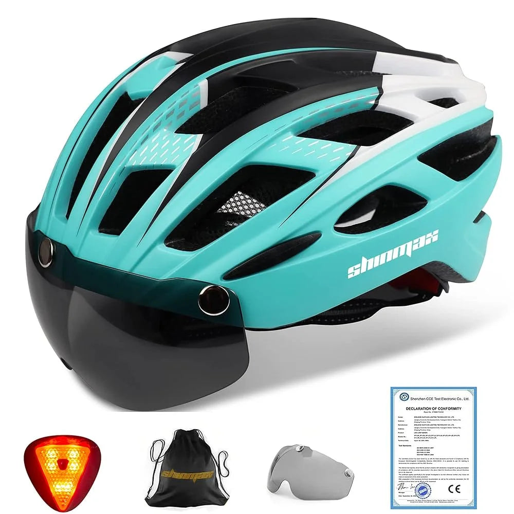 SHINMAX Unisex Bicycle Helmet With Glasses And Light - Safety First Gear 25