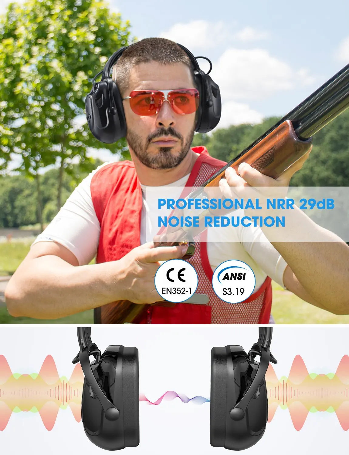 Mpow Bluetooth Noise Reduction Ear Muffs for Hearing Protection - Safety First Gear 25