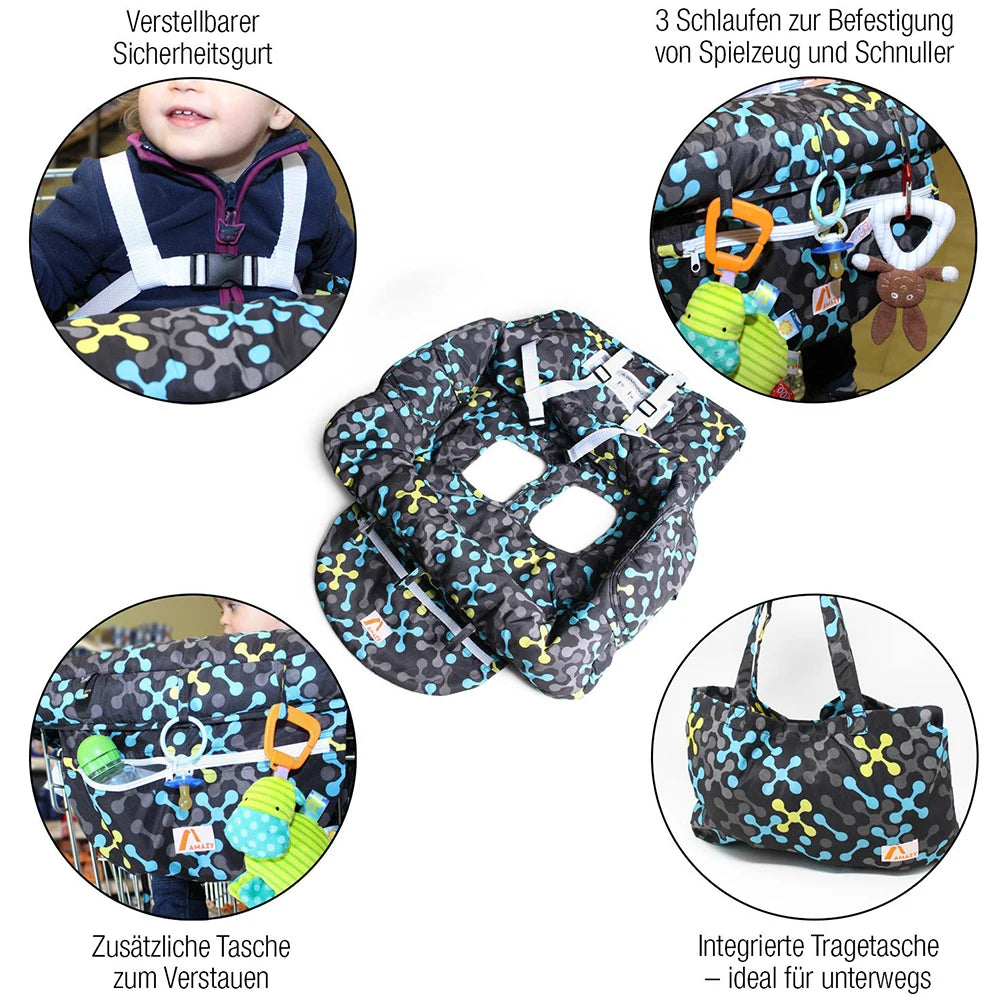 Printed Baby Shopping Cart Cushion for Dining Chair Travel - Safety First Gear 25