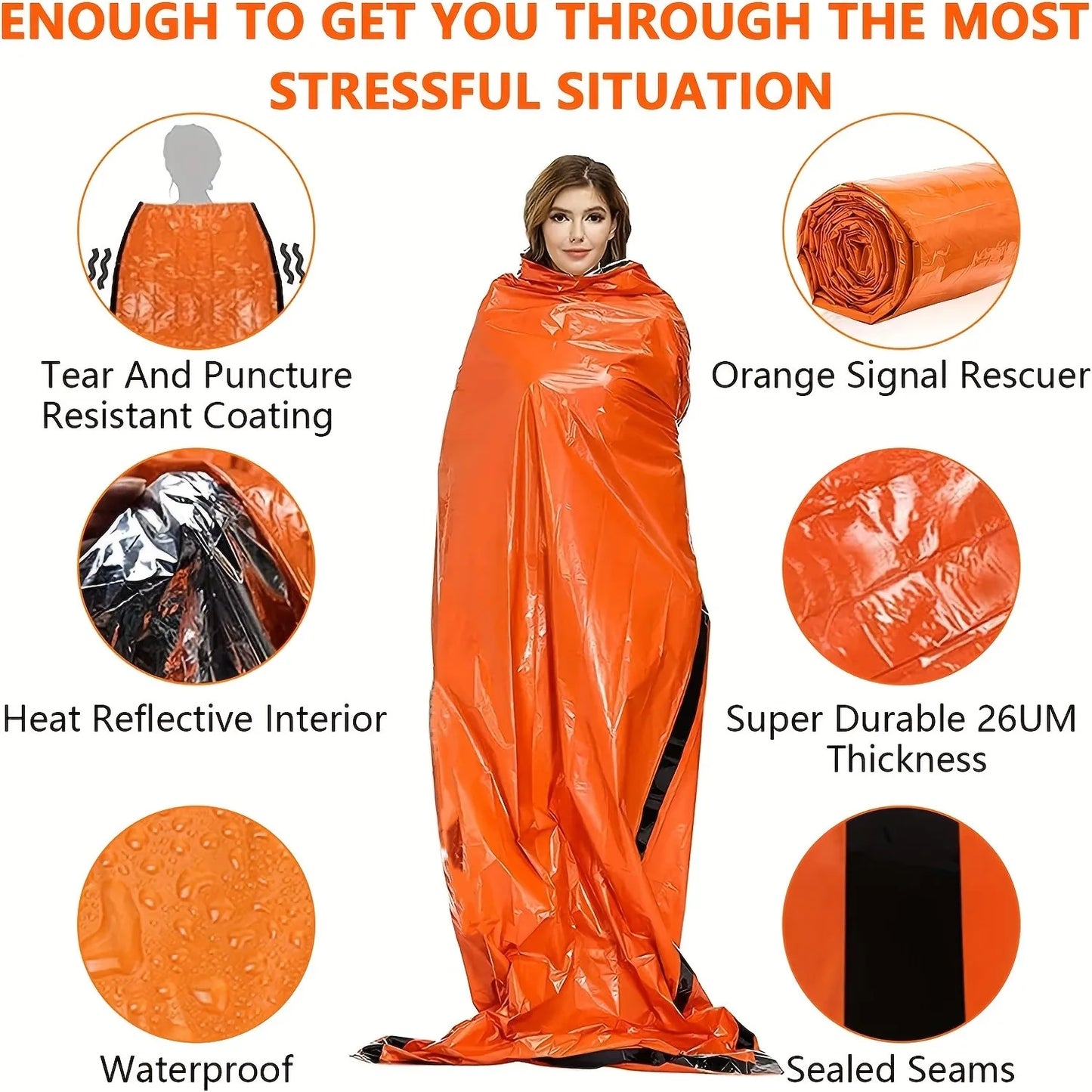 Portable Waterproof Emergency Survival Sleeping Bag for Outdoor Adventures - Safety First Gear 25
