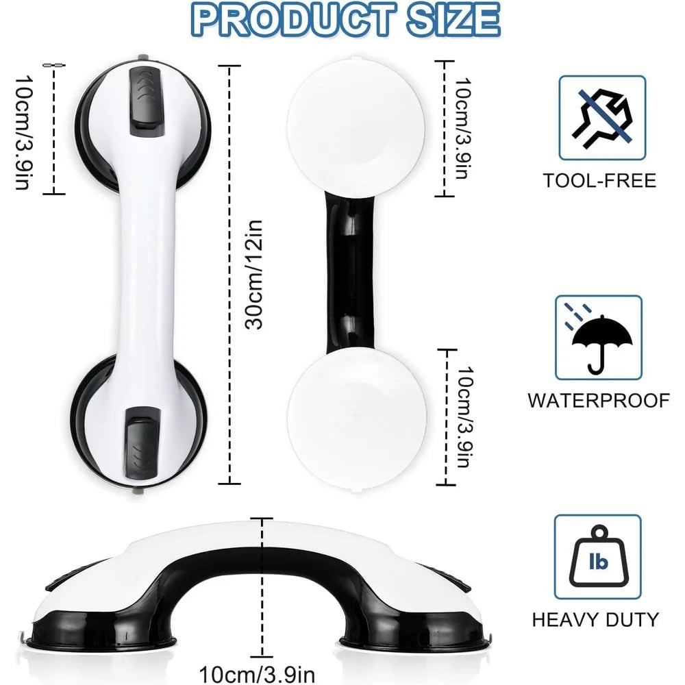 Durable Suction Grab Bars for Safe Bathing Assistance 2 Pack - Safety First Gear 25
