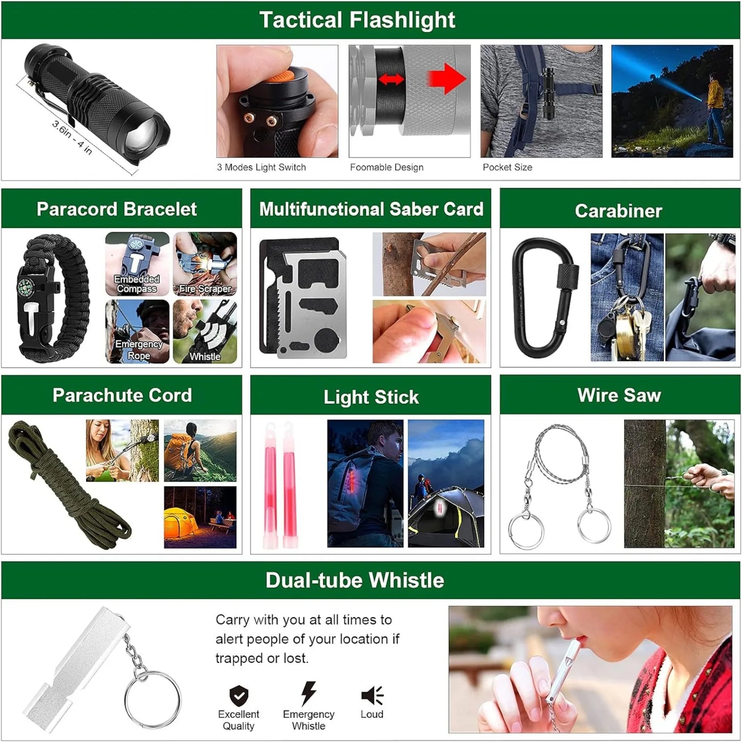 Professional Survival Kit for Outdoor Camping and Exploration - Safety First Gear 25