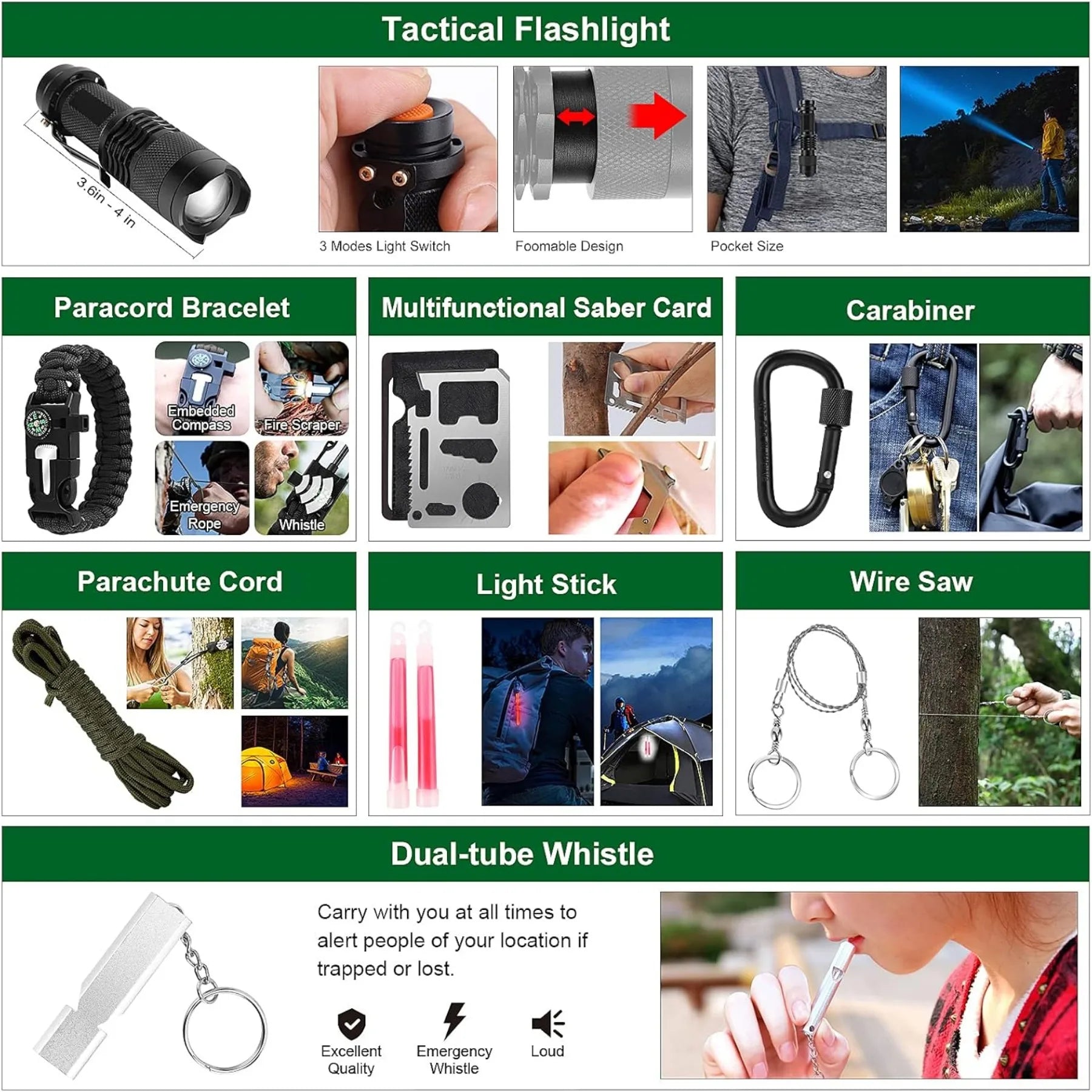 Professional Survival Kit for Outdoor Camping and Exploration - Safety First Gear 25