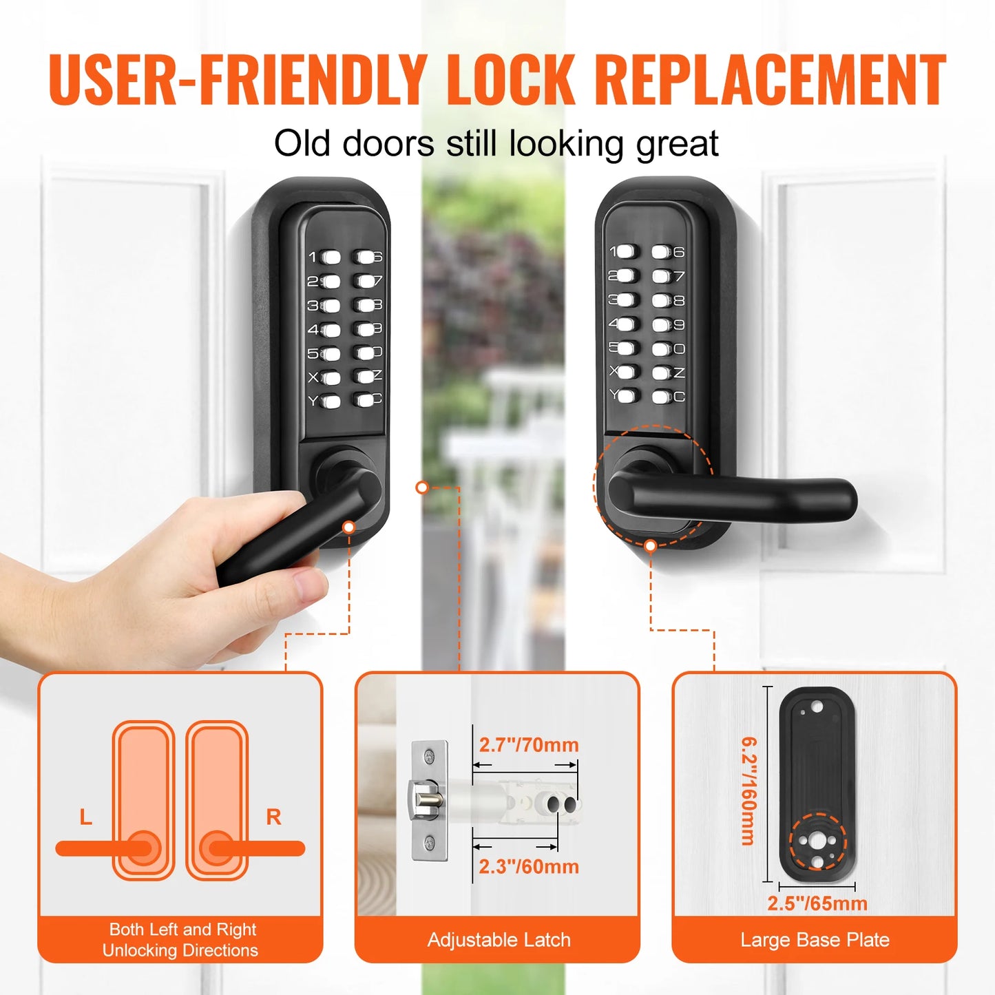SucceBuy Mechanical Keyless Entry Door Lock Dual Sided 14Digit Keypad - Safety First Gear 25