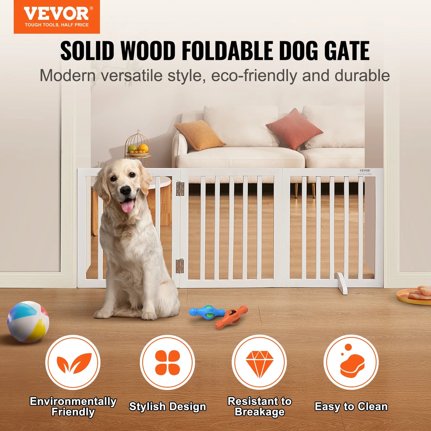 VEVOR Freestanding Dog Gate For Narrow Passages 3 Panels