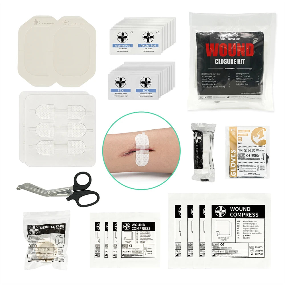 Rhino Rescue Zip Stitch Laceration Closure Kit for Cut Care - Safety First Gear 25