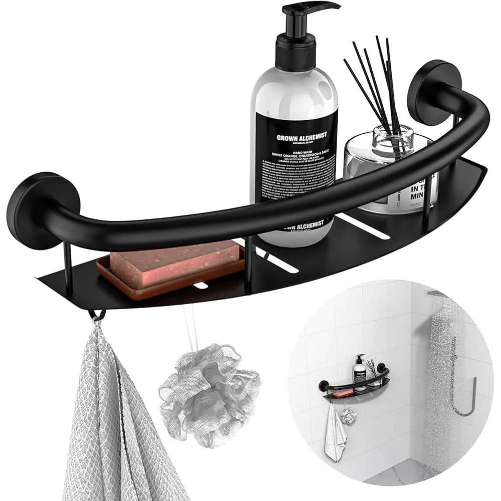 Stainless Steel Wall Mounted Safety Grab Bar with Shelf - Safety First Gear 25