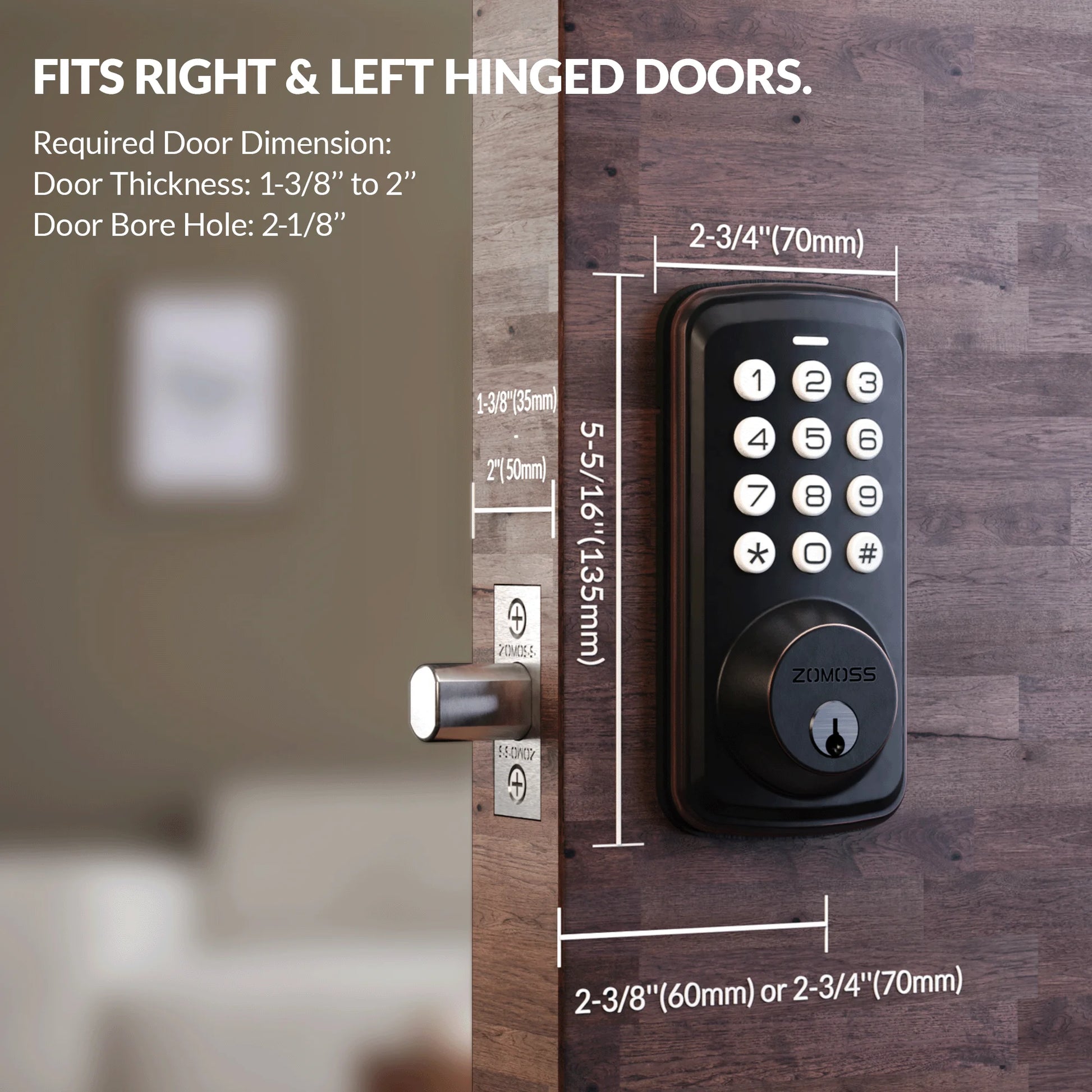 ZOMOSS Smart Keypad Door Lock With Anti-Peeking Password Features - Safety First Gear 25