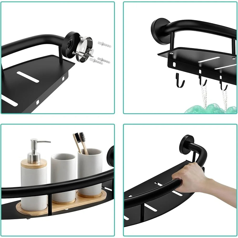 Stainless Steel Wall Mounted Safety Grab Bar with Shelf - Safety First Gear 25