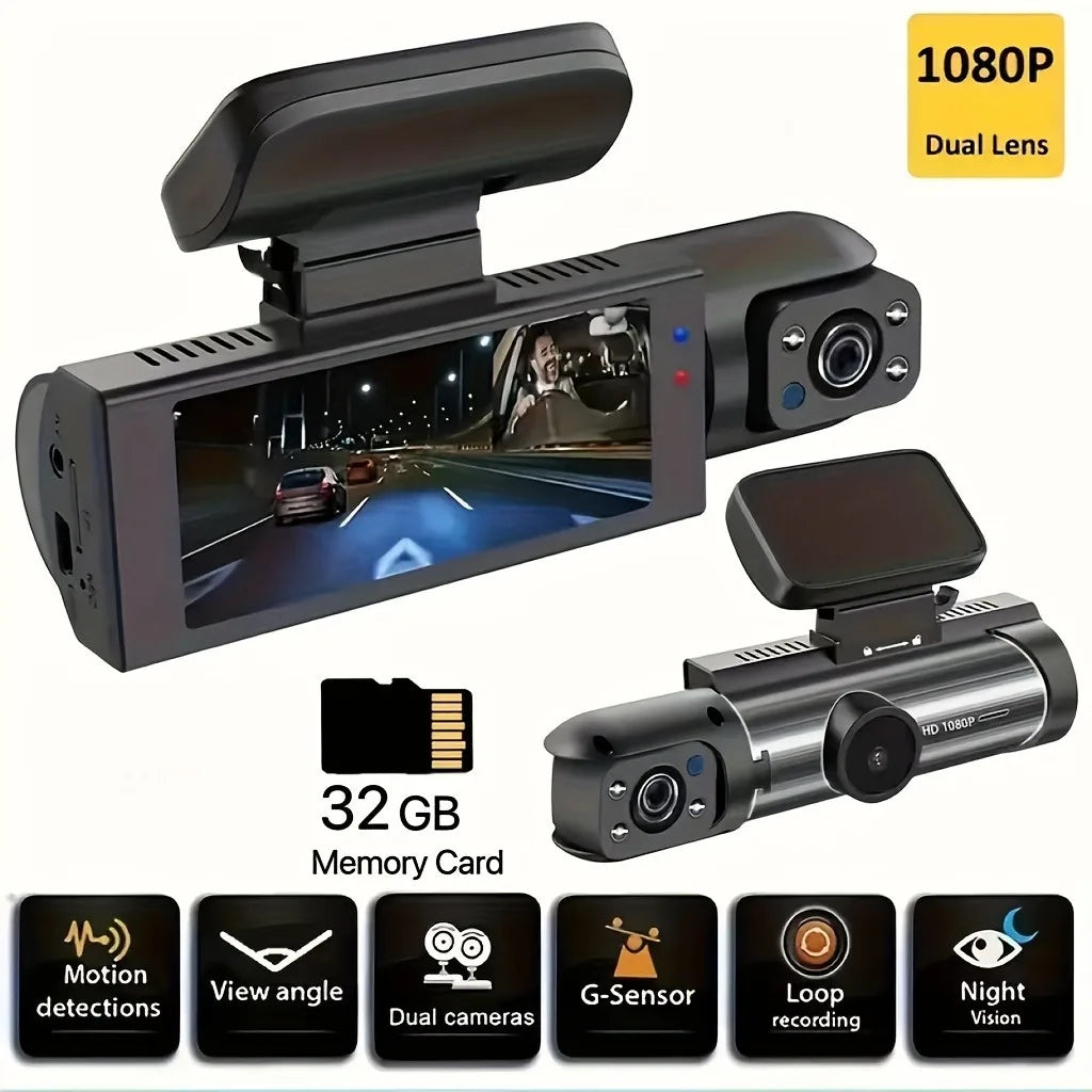 1080P Dual Camera Dash Cam with Night Vision and Loop Recording - Safety First Gear 25