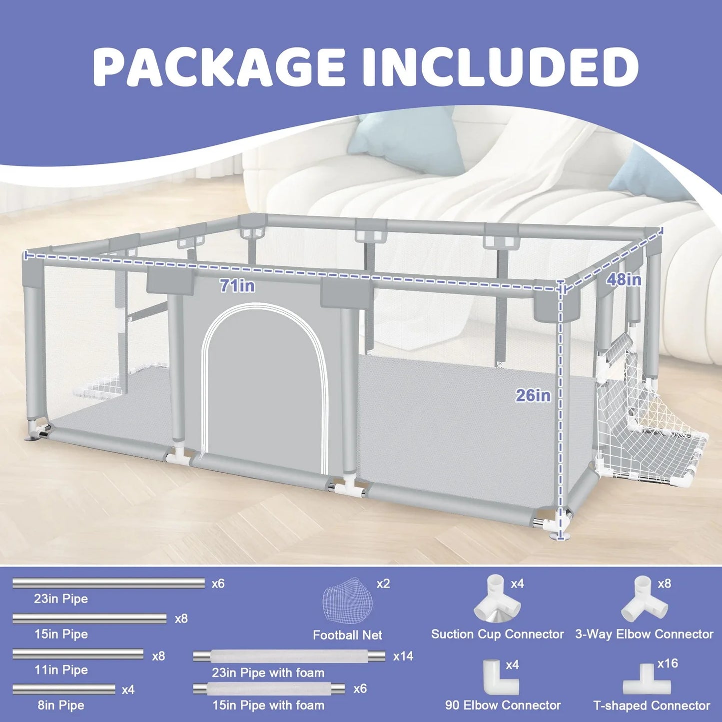 ANGDUO Baby Playpen With Soft Breathable Mesh Safety Fence - Safety First Gear 25