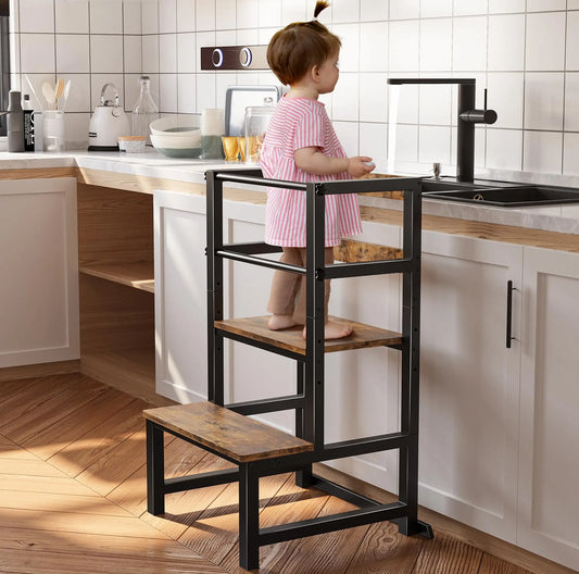 Hignconcerned Toddler Kitchen Step Stool Adjustable Tower - Safety First Gear 25