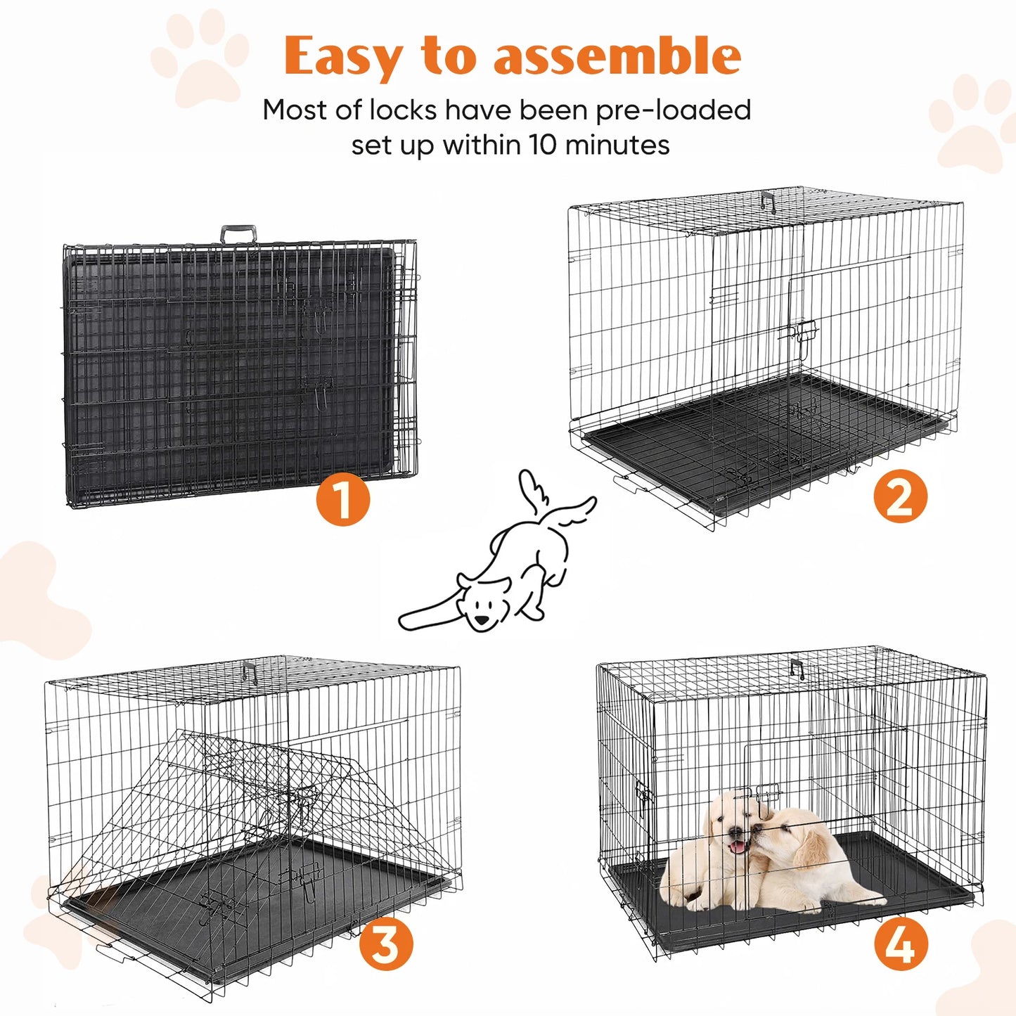 Double Door Folding Metal Wire Dog Cage for Safe Travel - Safety First Gear 25