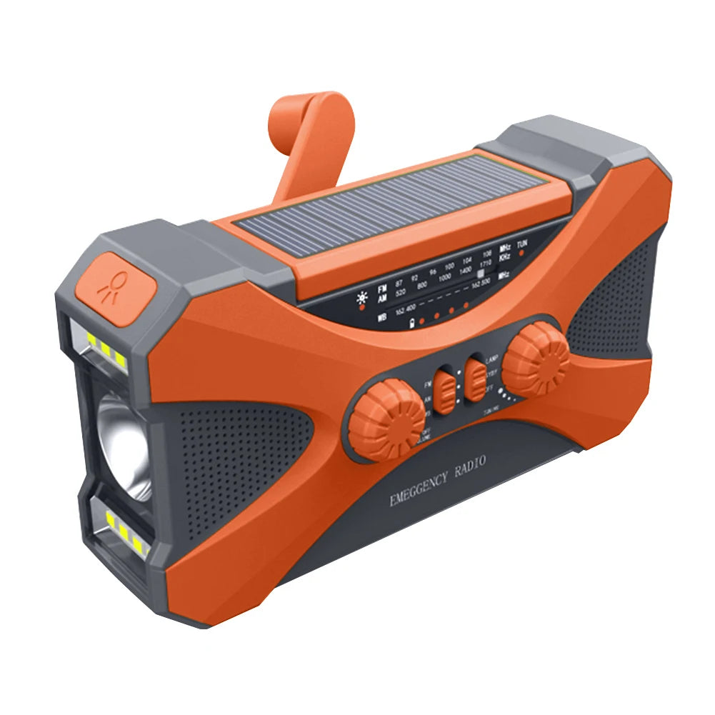 Portable 10000mAh Emergency Radio Solar Hand Crank LED Flashlight SOS Alarm - Safety First Gear 25