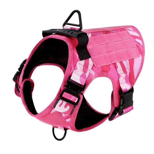 Military Pink Camouflage Dog Harness for Tactical Training - Safety First Gear 25