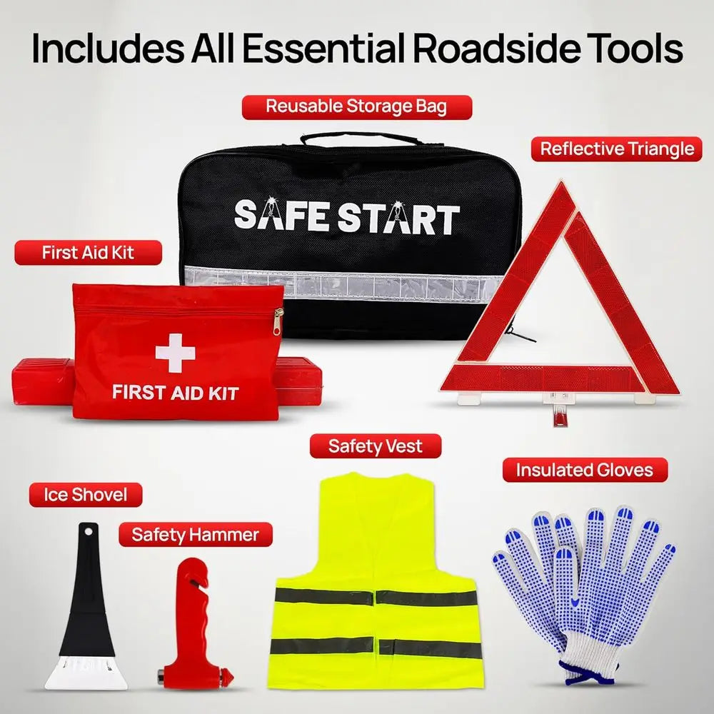 XMSJ Car Emergency Kit Roadside Safety Toolbox with First Aid