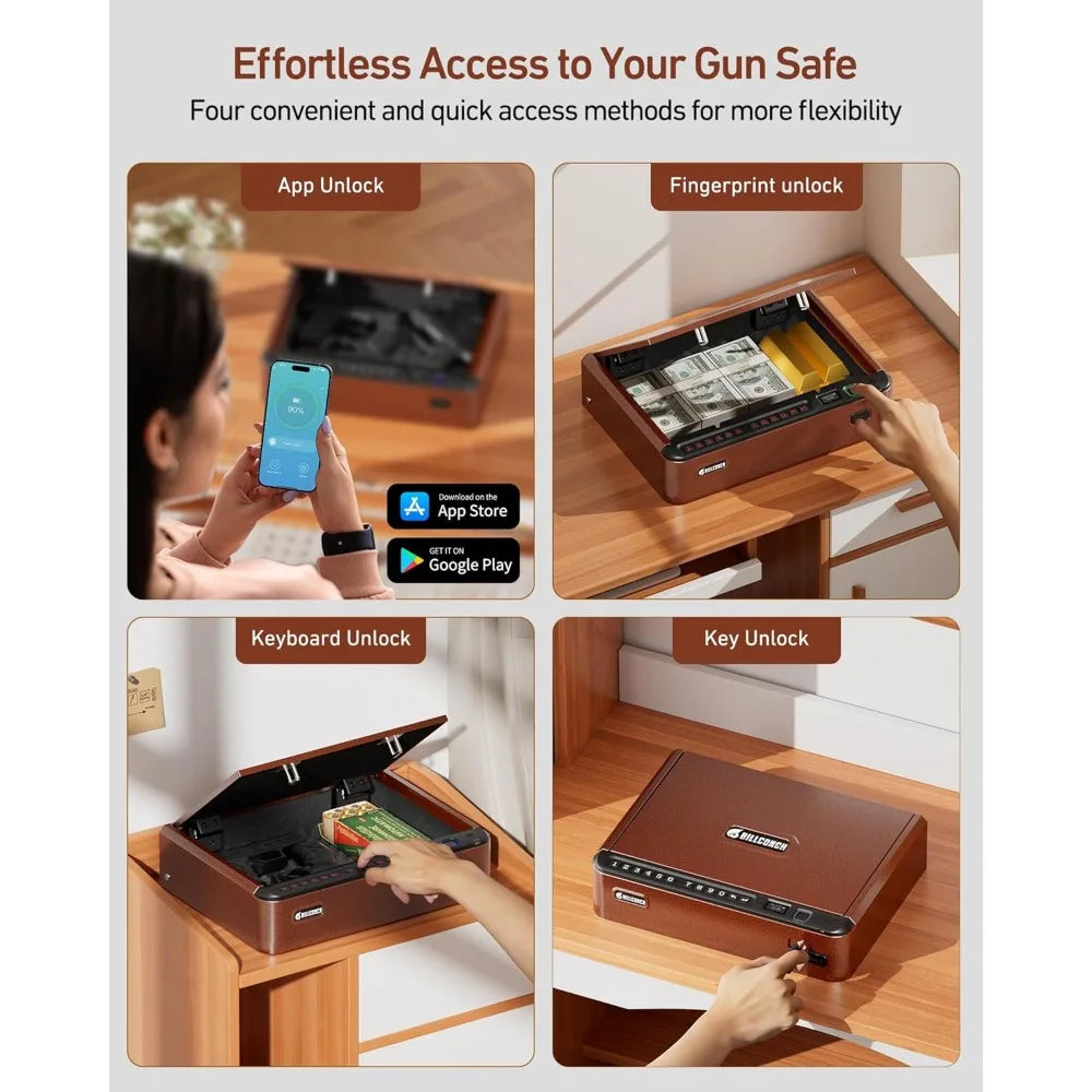 Chamber Biometric FingerprintActivated Handgun Security Safe FourWay Quick Access App - Safety First Gear 25
