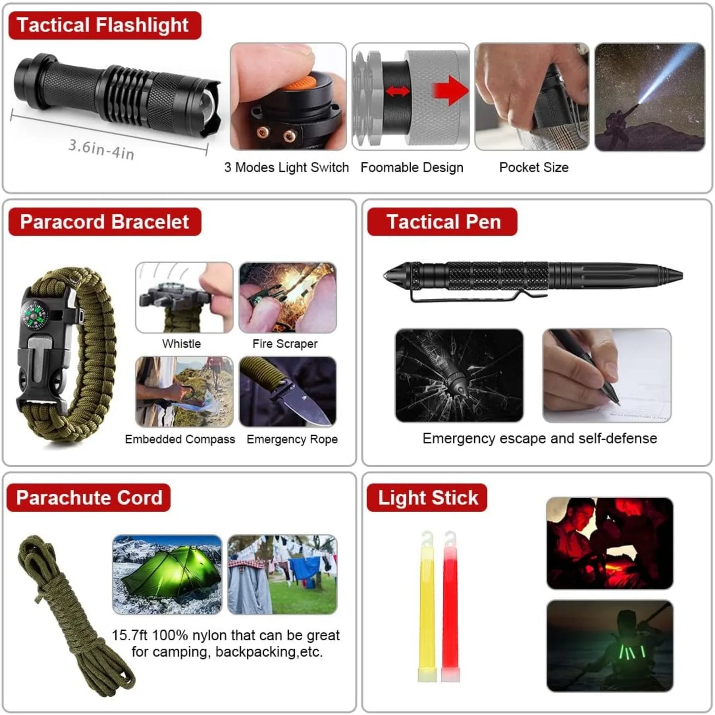 Ultimate Survival Kit with First Aid and Outdoor Gear - Safety First Gear 25