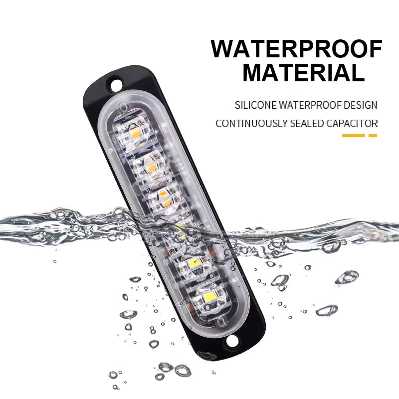 10PCS 6LED Strobe Warning Light for Car 12-24V Emergency Side Marker Light Truck Trailer Flashing Beacon Lamp