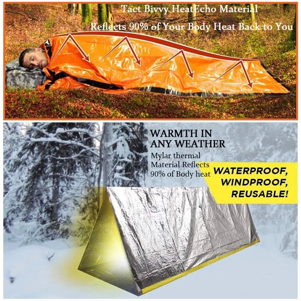 Portable Waterproof Emergency Survival Sleeping Bag Mylar Blanket - Safety First Gear 25