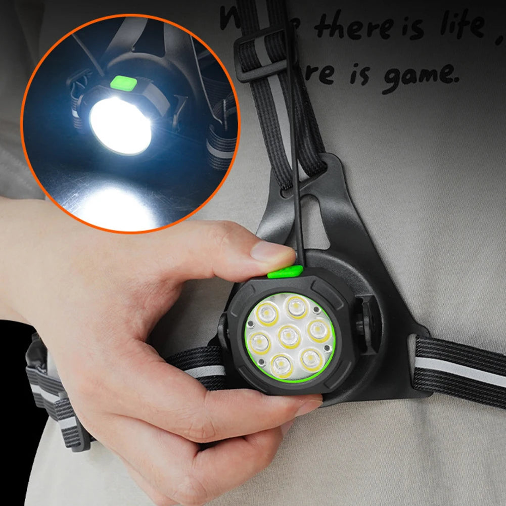 LED Cycling Chest Light 3 Modes Ultra Bright Safety Lamp Adjustable Lightweight Chest Run Light 360LM for Camping Hiking Running
