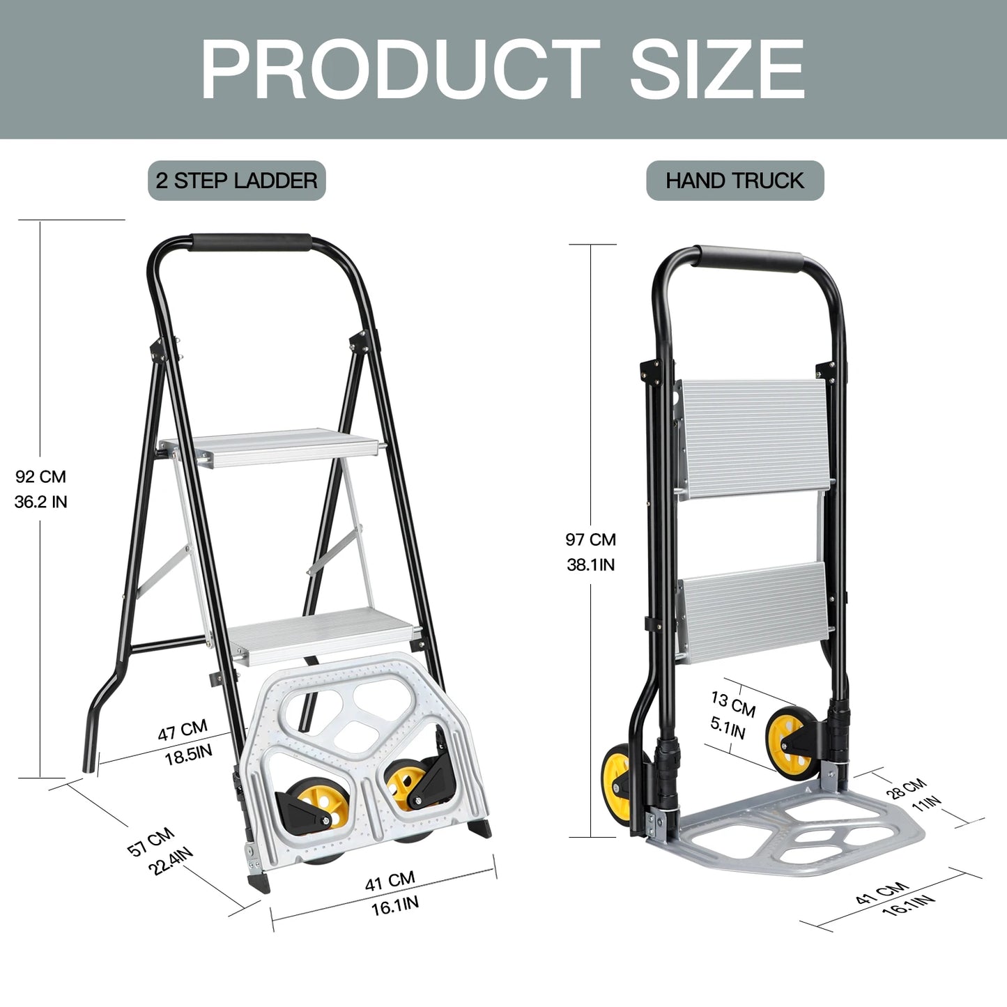 Folding Hand Truck and Step Ladder for Household Use - Safety First Gear 25