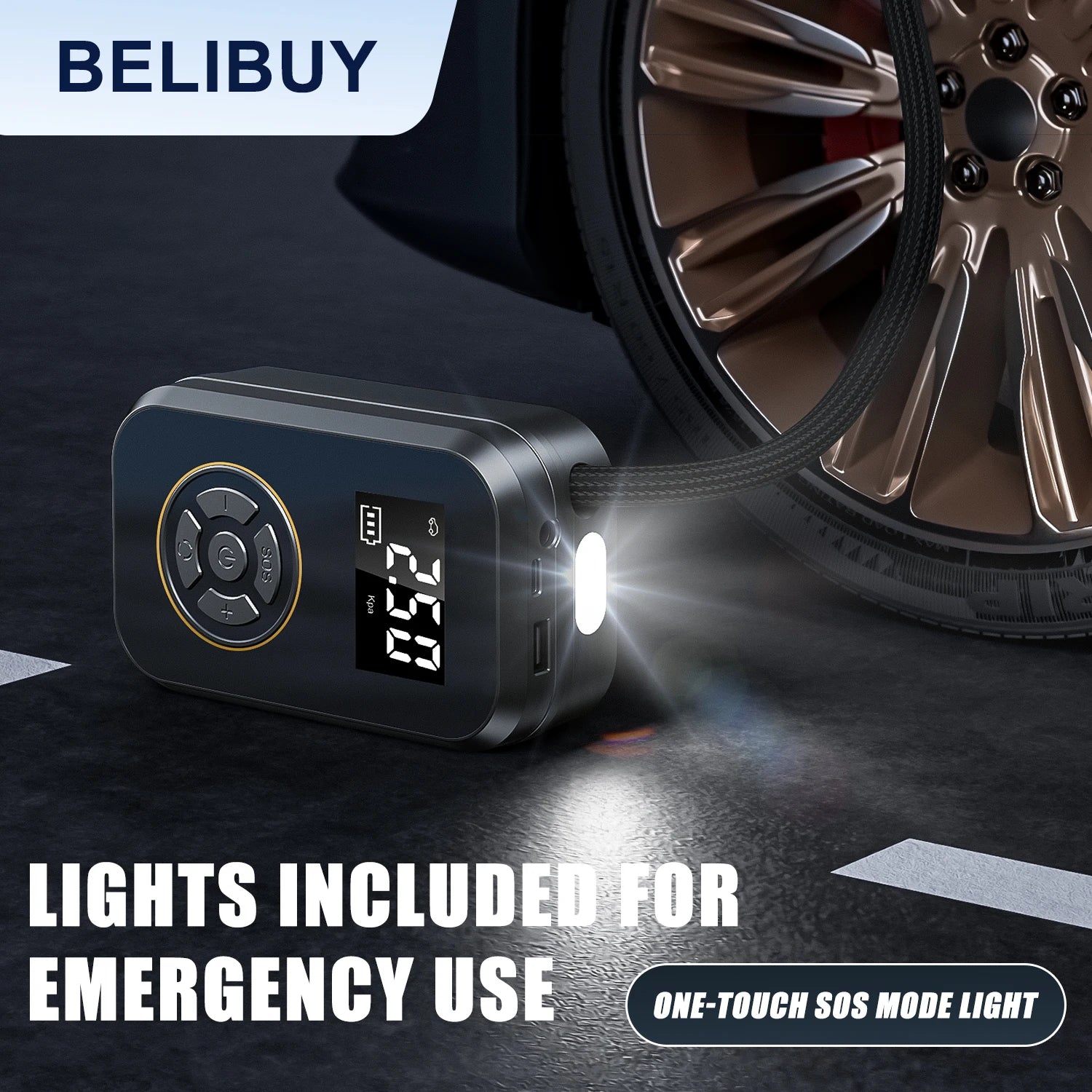 Belibuy Portable Tire Inflator With Digital Display Pump - Safety First Gear 25