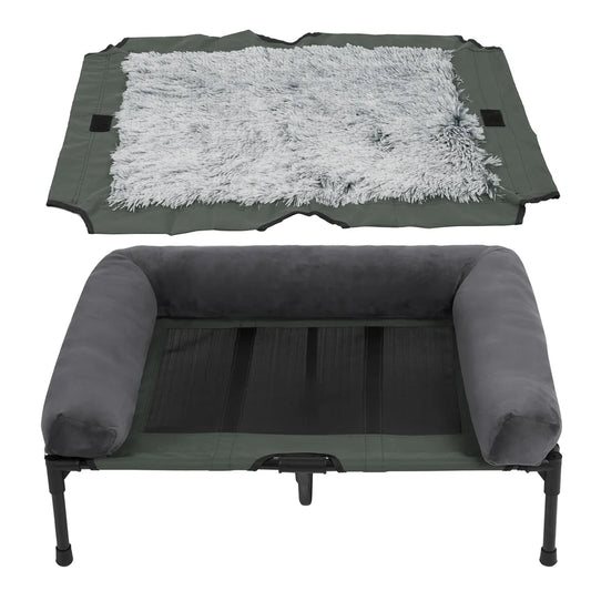 BORWARTCN Raised Outdoor Dog Bed With Cooling Mat For Pets